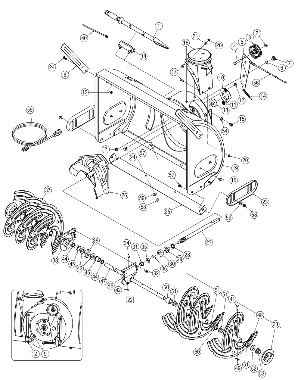 Chute Assembly Diagram and Parts List for 530SWE (31AH5SLH710)(2005) Cub Cadet Snow Blower